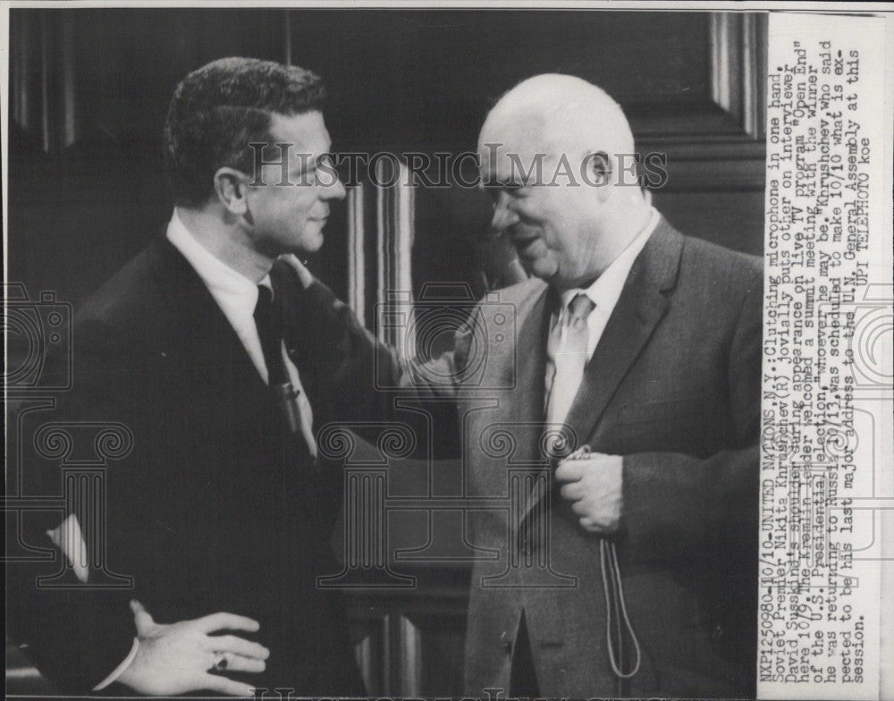 1960 Press Photo Soviet Premier Nikita Khrushchev &quot;Open End&quot; Television Show - Historic Images