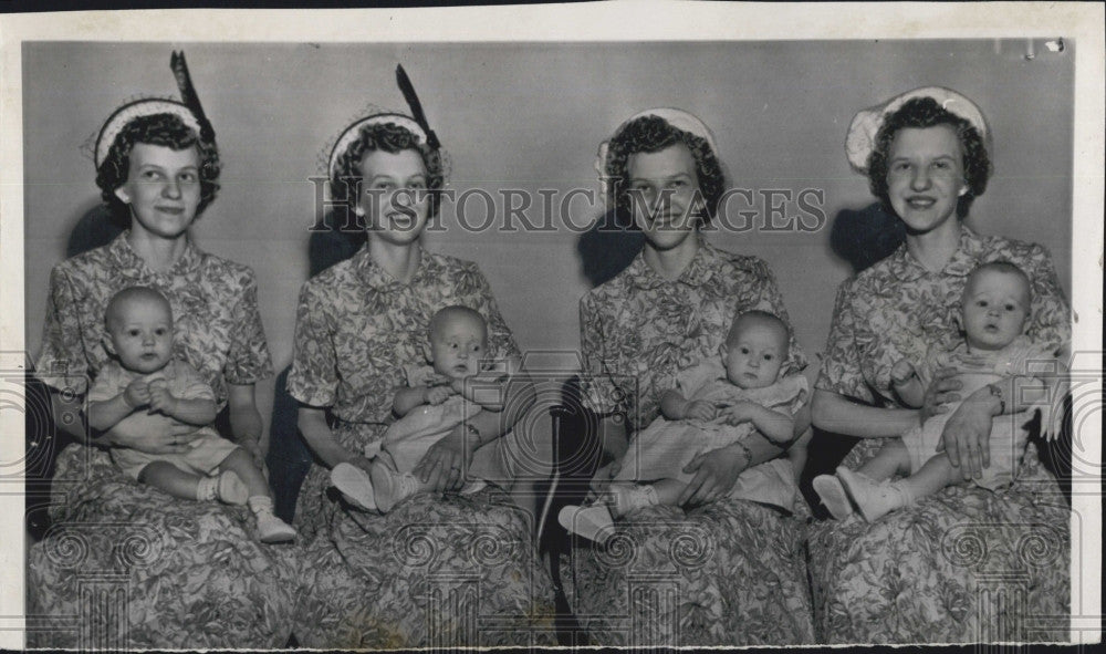 1951 Press Photo Rosebush Quadruplets being held by 21-year-old Morlok Quads - Historic Images