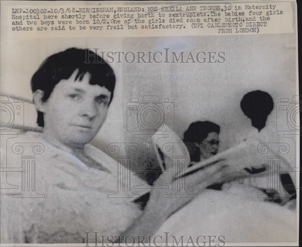 1968 Press Photo Mrs Shiela Thorns gave birth to sextuplets - Historic Images