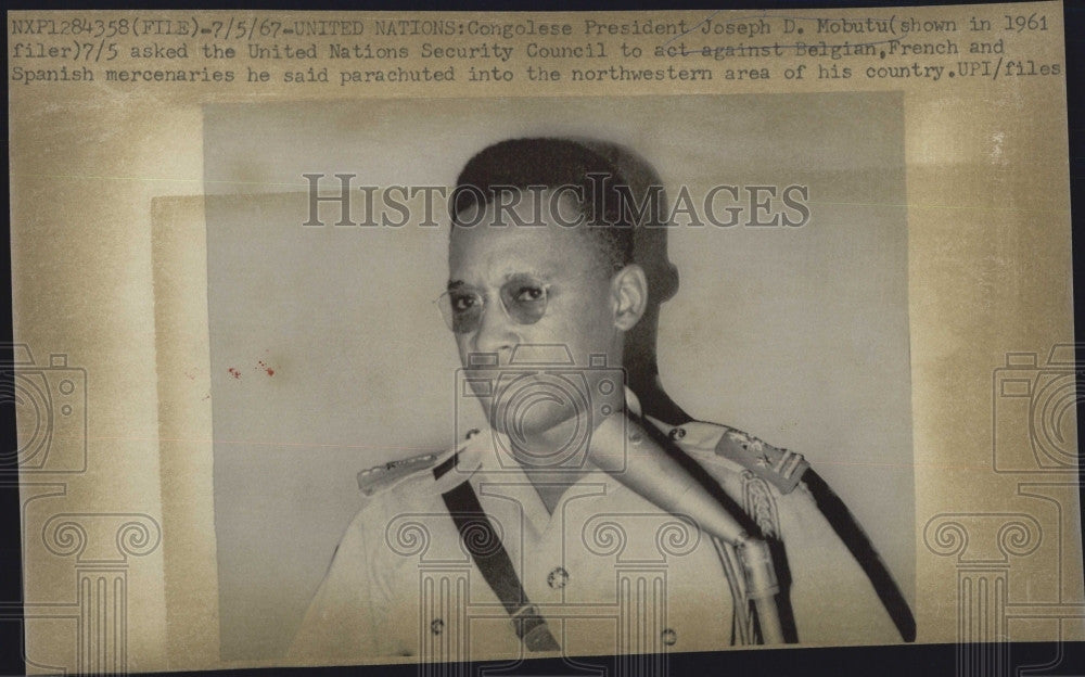 1967 Press Photo Congolese President Joseph D. Mobutu at UN Security Council - Historic Images