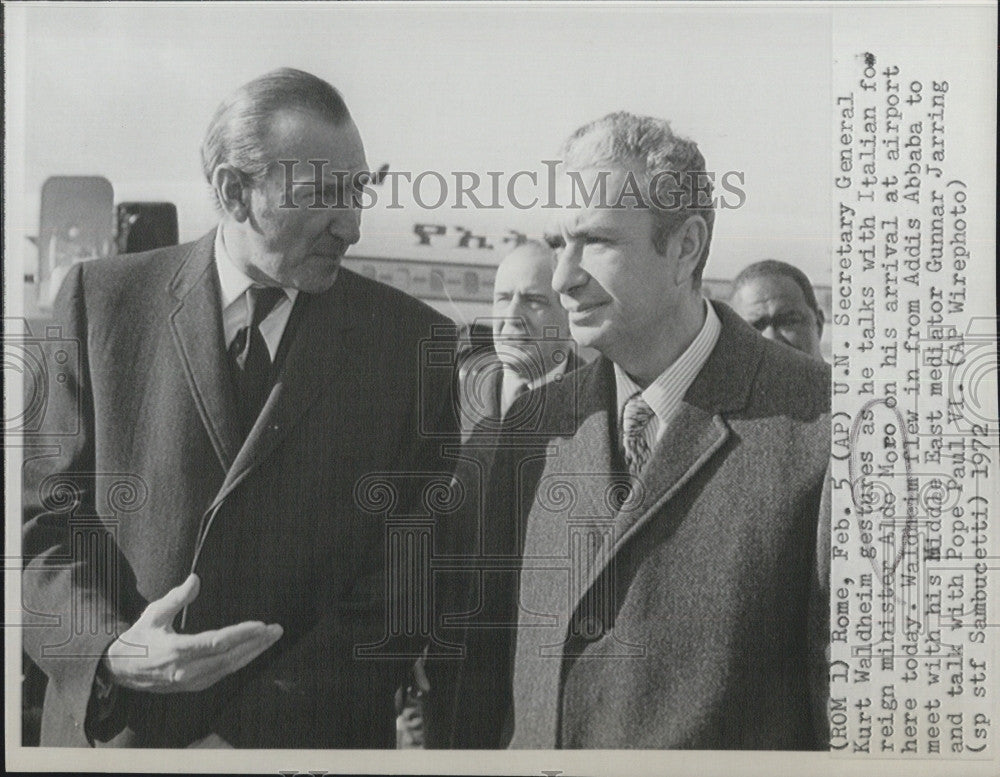 1972 Press Photo UN Secretary General Kurt Waldheim with Italian Foreign - Historic Images