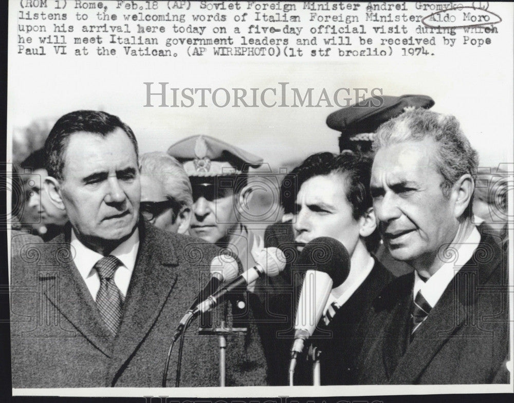 1974 Press Photo Also Moro and Andrei Gromyko, Soviet Foreign Minister - Historic Images