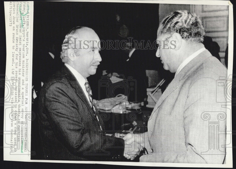 1973 Press Photo Egyptian, Ismail Fahmy &amp; Chancellor Bruno Kreisky - Historic Images