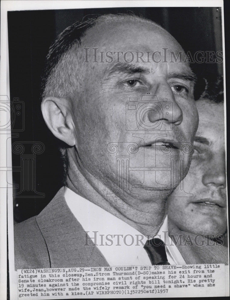 1957 Press Photo Senator Strom Thurmond Filibusters for 24 Hours - Historic Images