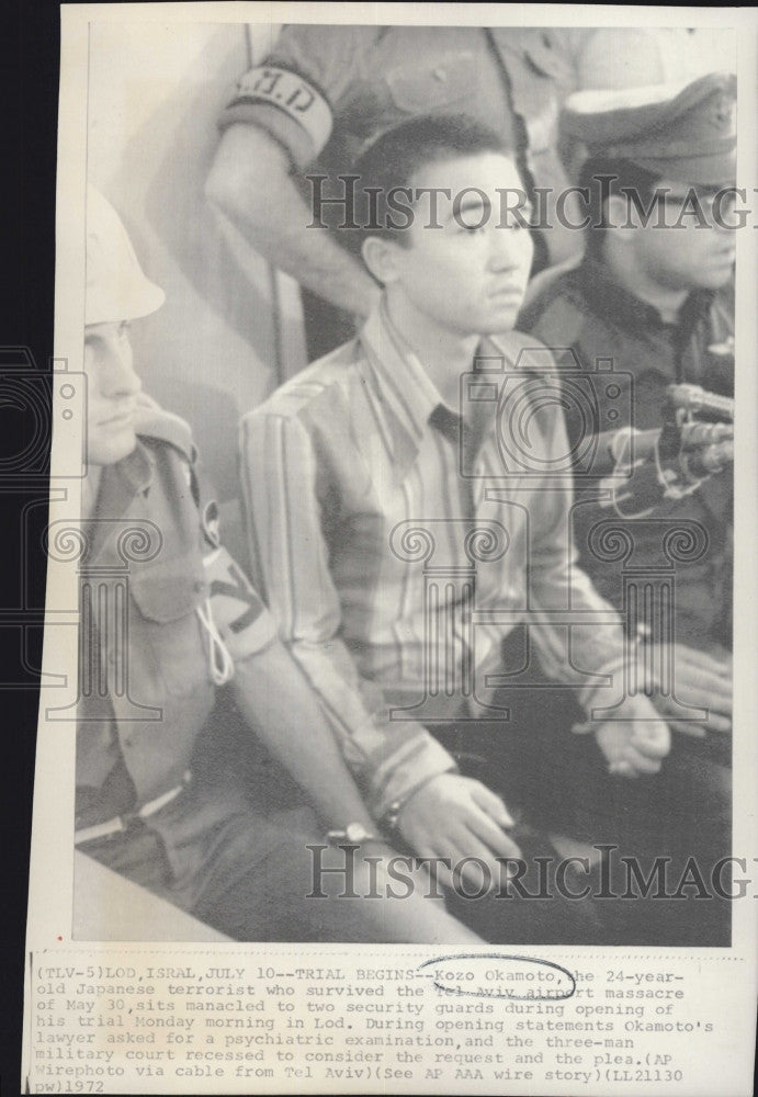 1972 Press Photo Kozo Okamoto Japanese Terrorist of Tel Aviv Airport Massacre - Historic Images