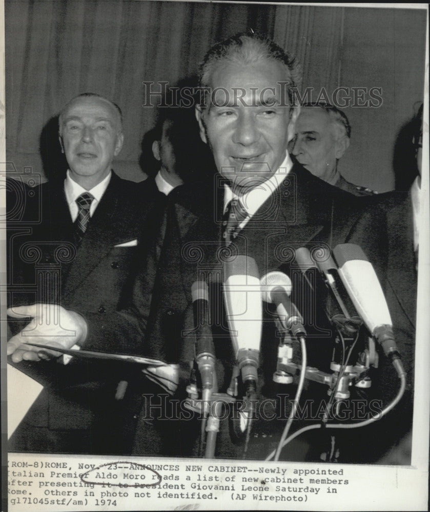 1974 Press Photo Newly Appointed Premier in Italy Aldo Moro forms new government - Historic Images