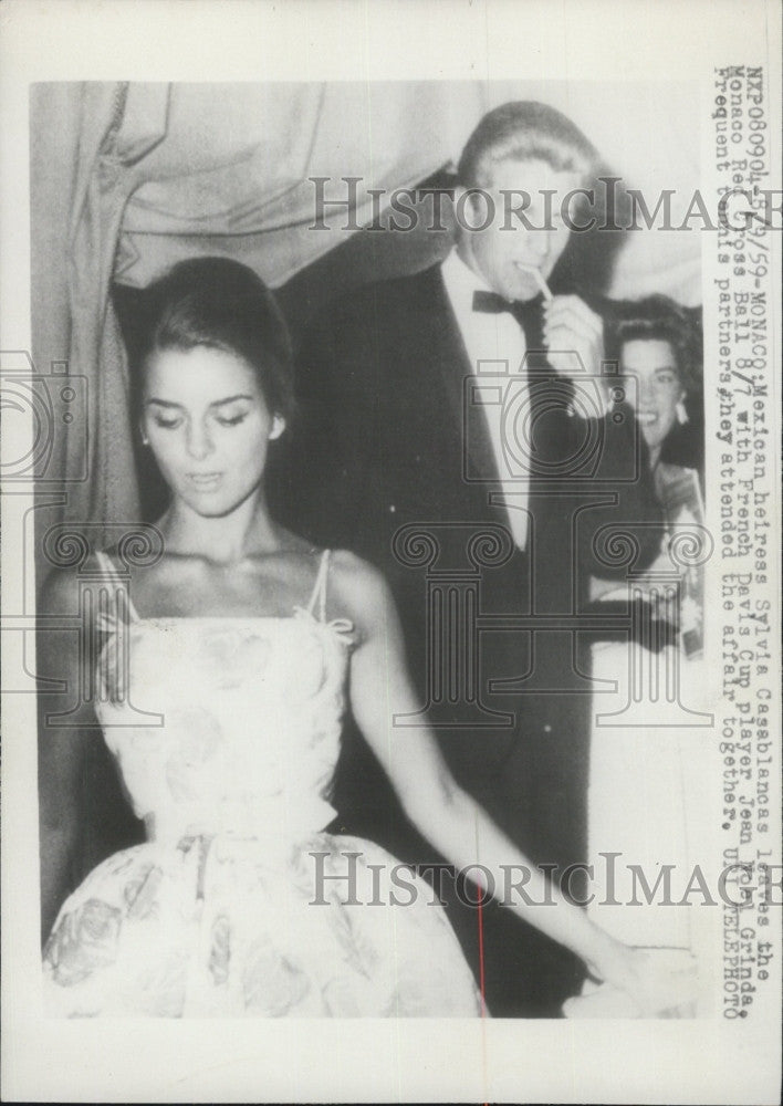 1959 Press Photo Mexican Heiress Sylvia Casablancas at Monaco Red Cross Ball - Historic Images