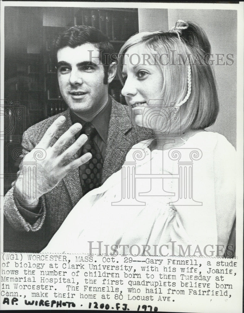 1970 Press Photo Gary &amp; Joanie Fennell, Parents of Quadruplets Babies - Historic Images