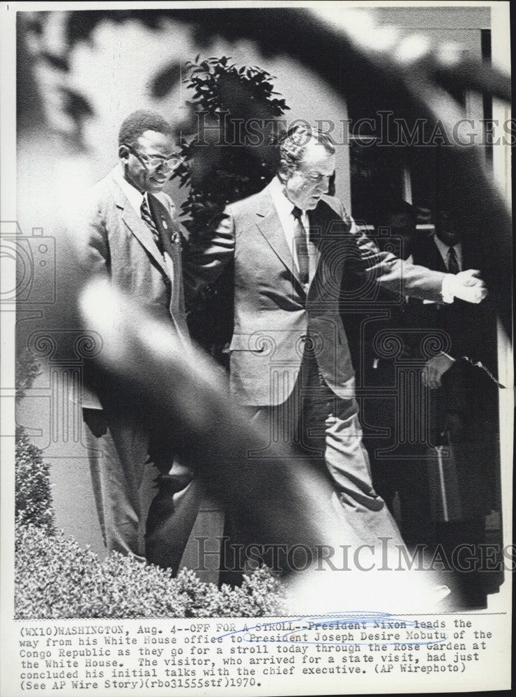 1970 Press Photo President Nixon and Congolese President Joseph Desire Mobutu - Historic Images