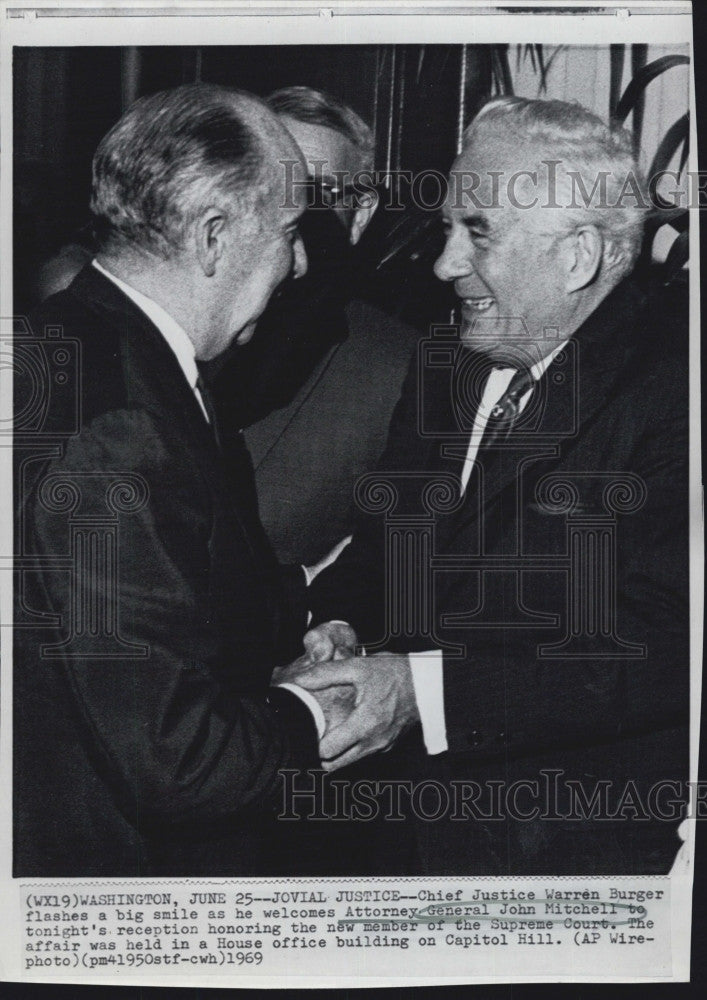 1969 Press Photo Chief Justice Warren Burger &amp; Atty Gen John Mitchell - Historic Images