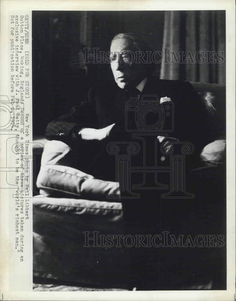 1974 Press Photo World&#39;s Richest Man J Paul Getty - Historic Images