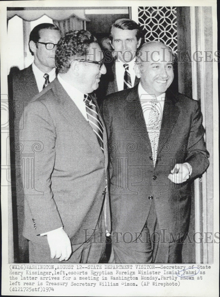 1974 Press Photo Egypt Foreign Min Iasmail Fahmy &amp;  Sec of State H Kissinger - Historic Images