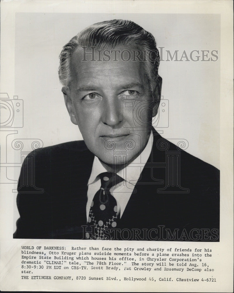 1956 Press Photo Actor Otto Krueger in &quot;Climax&quot; - Historic Images