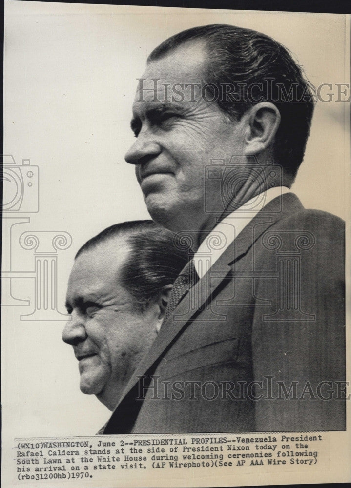 1970 Press Photo  Venezuela President Rafael Caldera &amp; President Nixon - Historic Images