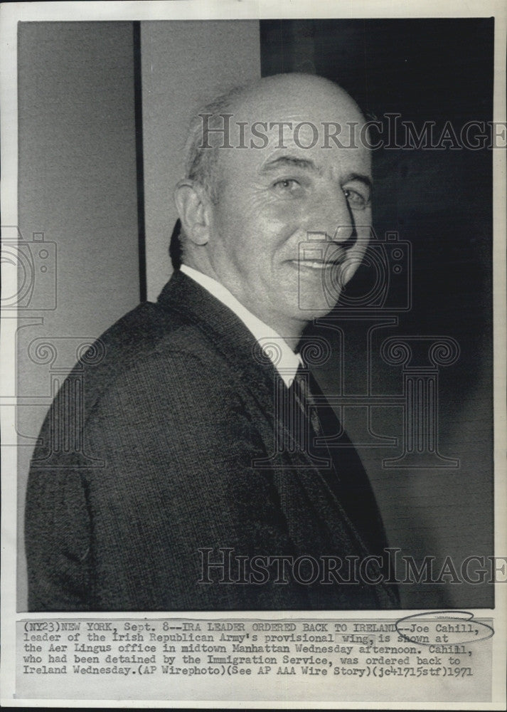 1971 Press Photo Joe Cahill leader of the IRA - Historic Images