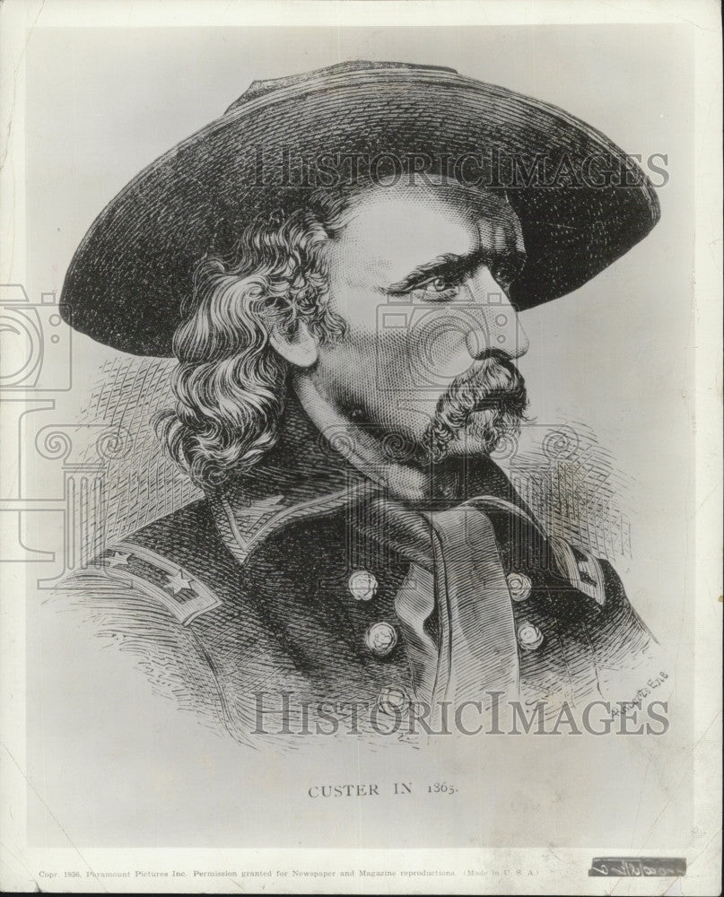 1937 Press PhotoJohn Miljan as Custer in "The Plainsman" - Historic Images