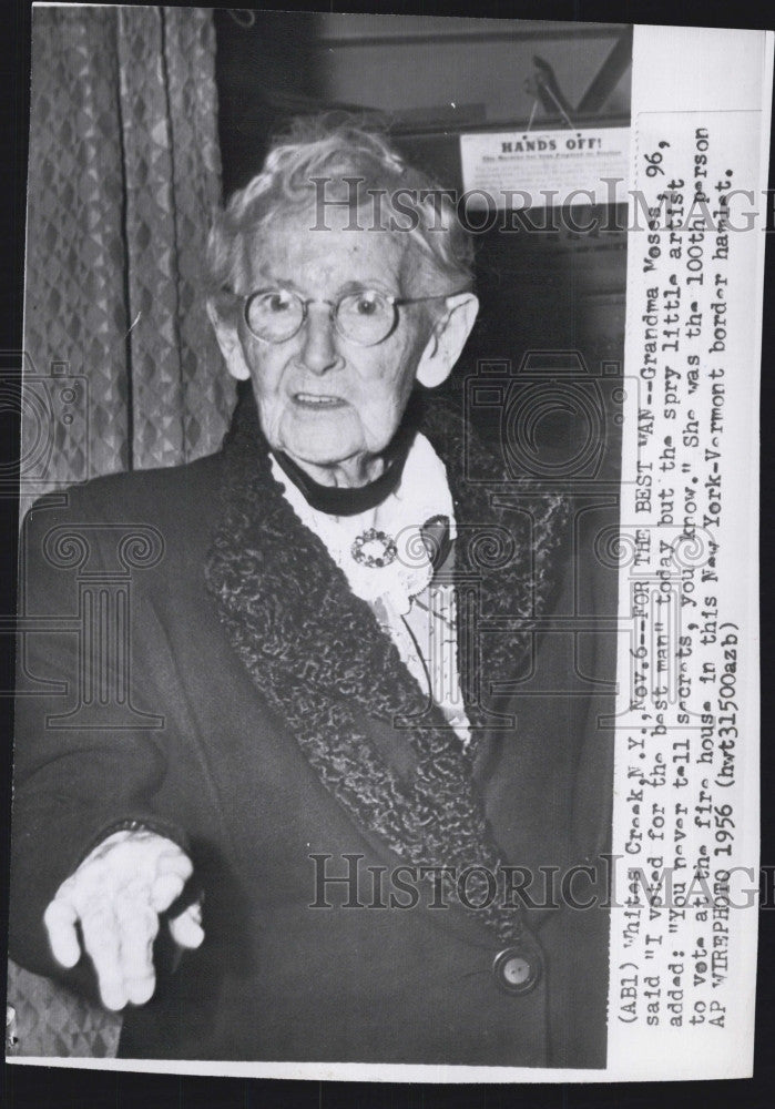 1956 Press Photo  Artist Grandma Moses for 96 birthday - Historic Images