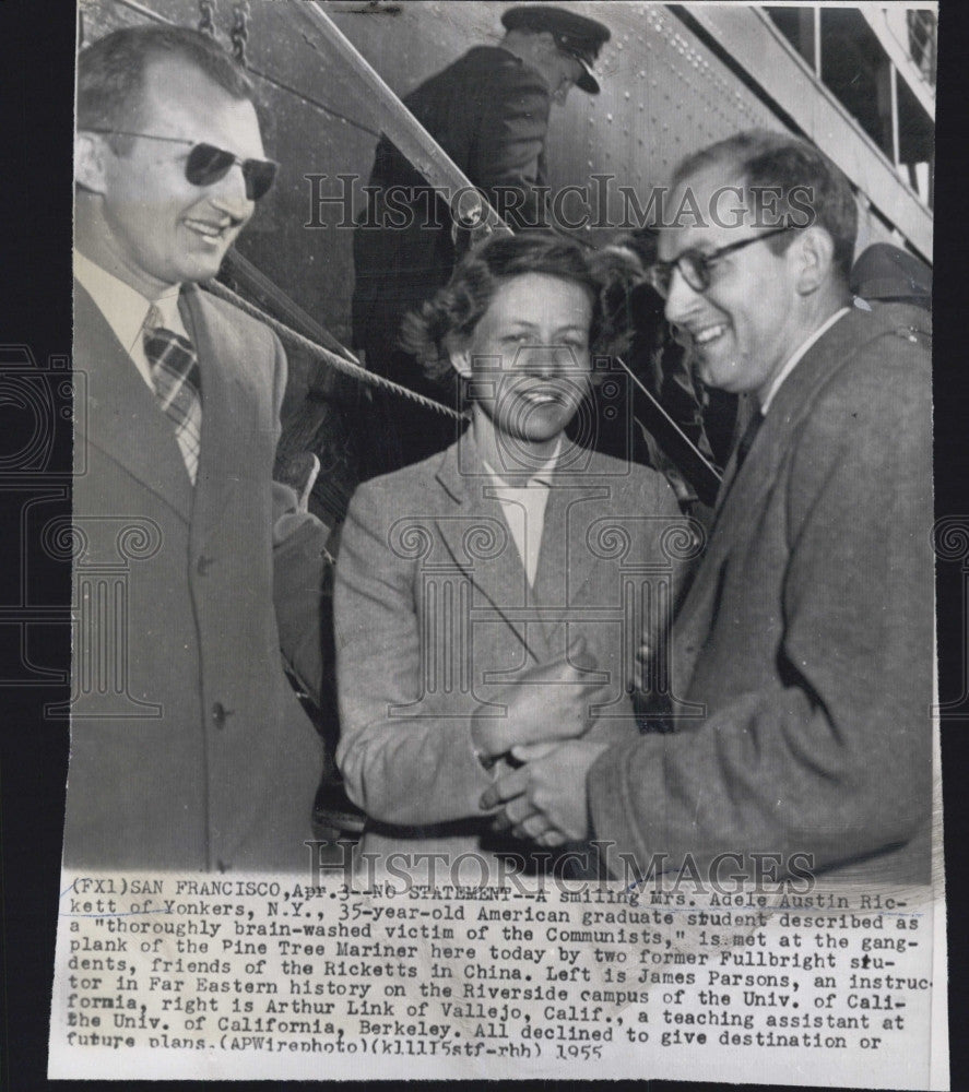 1955 Press Photo Mrs Adele Austin Rickett Described as Thoroughly Brain-washed - Historic Images