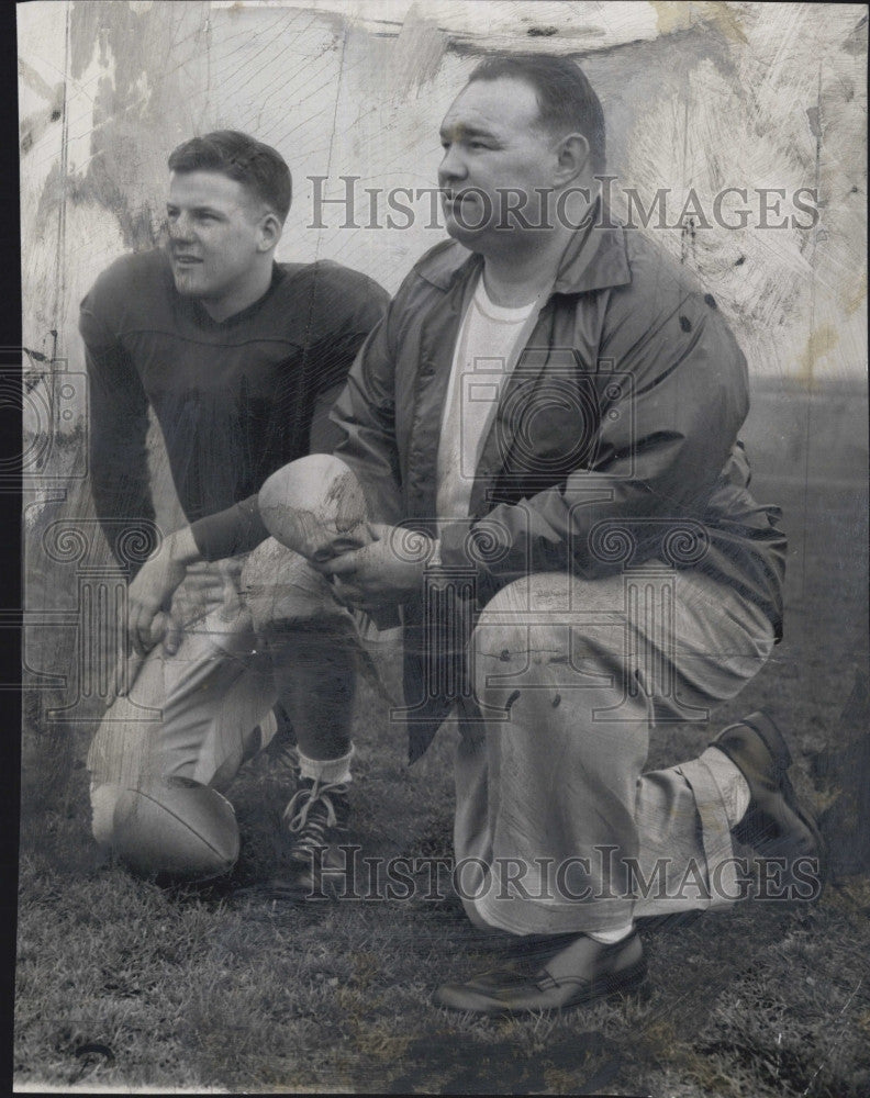 1948 Press Photo Football coach Herman Hickman &amp; Capt Bill Conway - Historic Images