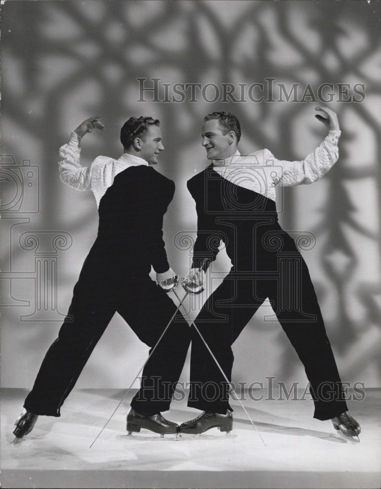 1948 Press Photo The Schramm twins Ice Follies  skaters - Historic Images