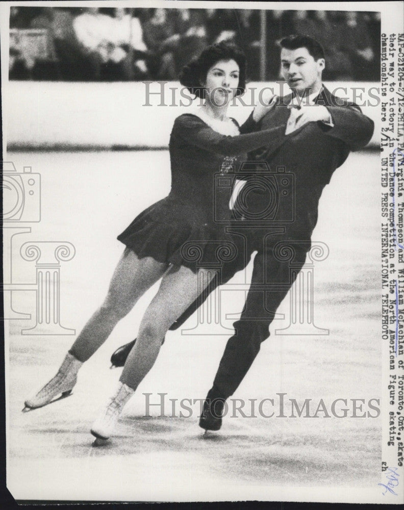 1961 Press Photo Dance figure skaters Virginia Thompson &amp; Wm McLachlan - Historic Images
