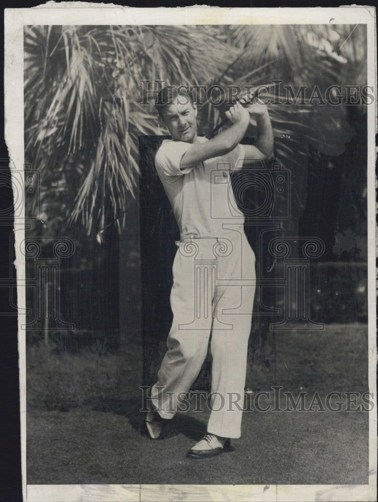 1932 Press Photo Golfer George Lott In Action - Historic Images