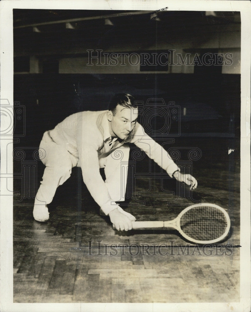 1935 Press Photo George M Lott at tennis in Boston - Historic Images