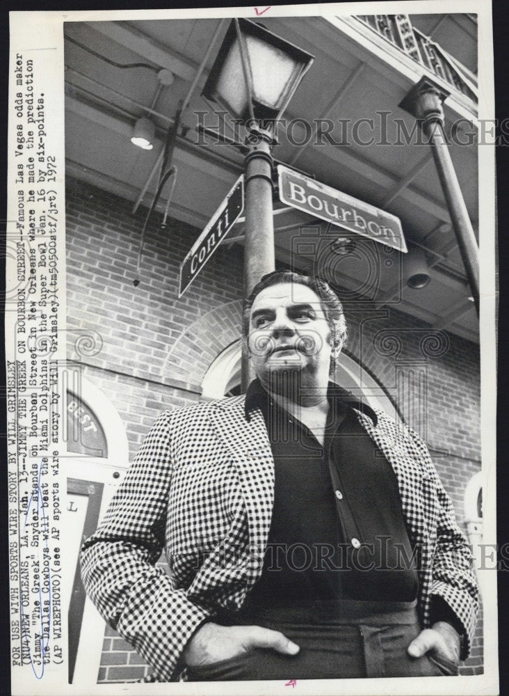 1972 Press Photo Jimmy The Greek visits New Orleans - Historic Images