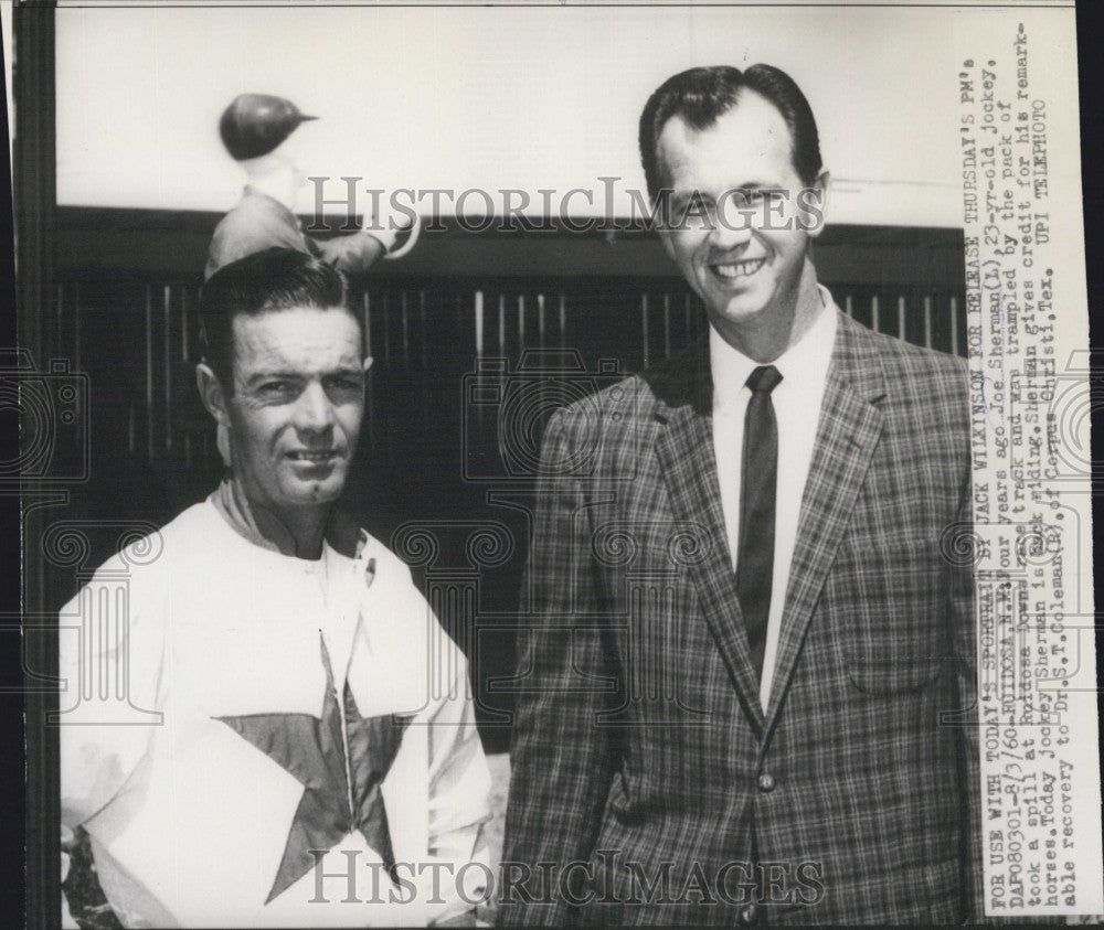 1960 Press Photo Jack Wilkinson Joe Sherman Ruidosa Downs Jockey - Historic Images