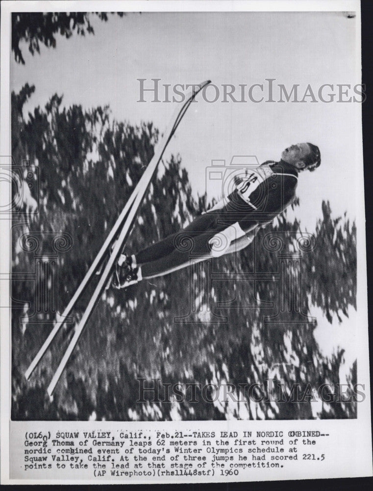 1960 Press Photo Georg Thoma of Germany  Nordic combined at Olympics - Historic Images