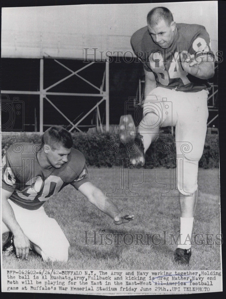 1962 Press Photo Al Rushatz, Army, Greg Mather, Navy - Historic Images