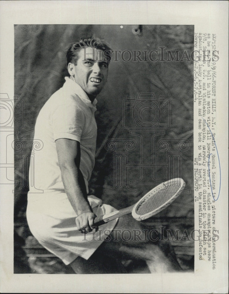 1966 Press Photo Spain Manuel Santana Bill Bowrey Tennis Champion - Historic Images