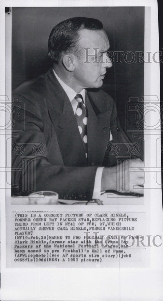 1951 Press Photo Green Bay Packer Star Clark Hinkle Named to NFL Hall of Fame - Historic Images