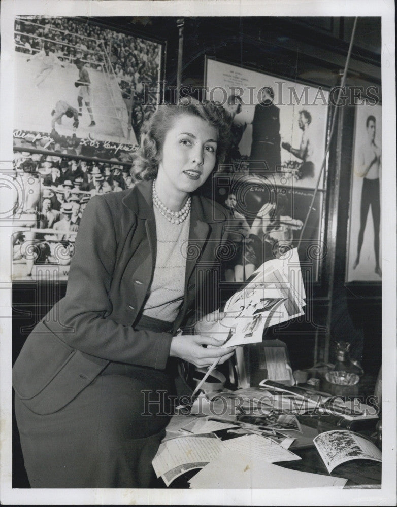 1949 Press Photo Jean Hoffman New Sports Editor at Police Gazette - Historic Images