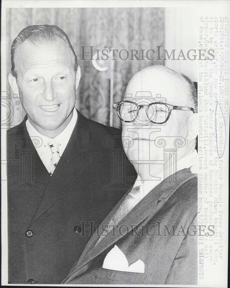 1969 Press Photo St Louis Cardinals Great Stan Musial with August Busch - Historic Images