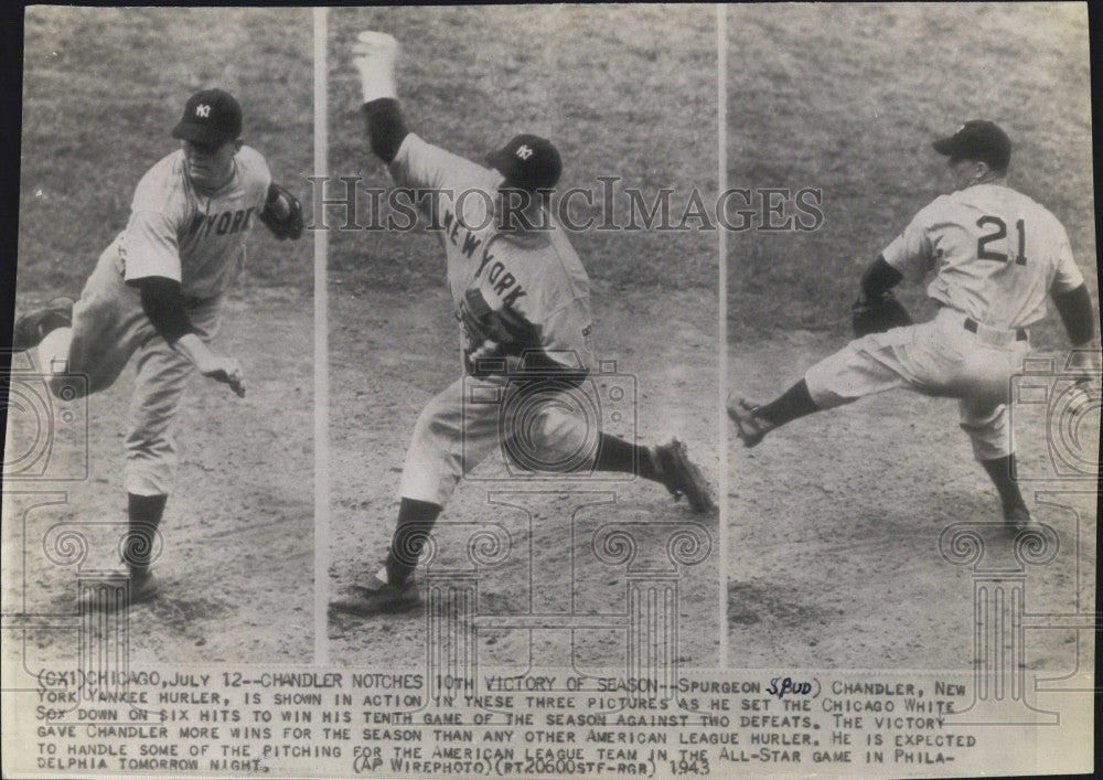 1943 Press Photo Spurgeon Chandler New York Yankee Baseball Player - Historic Images