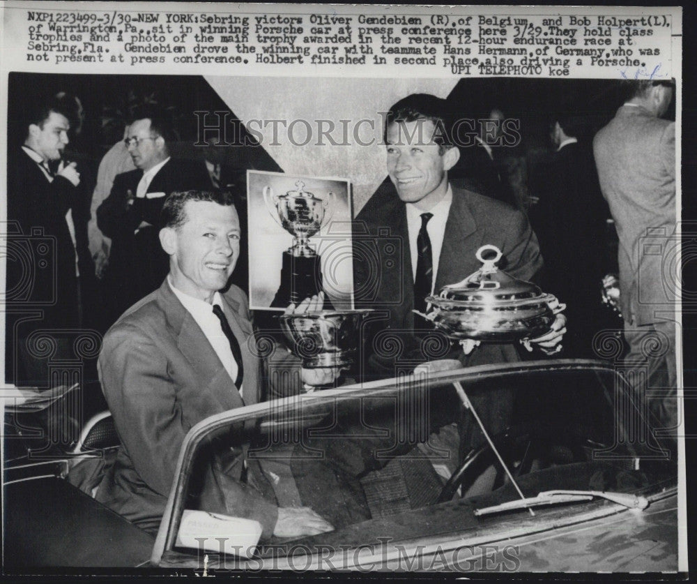 1960 Press Photo Olivier Gendenbien Bob Holpert Warrington Penn. Porsche Car - Historic Images