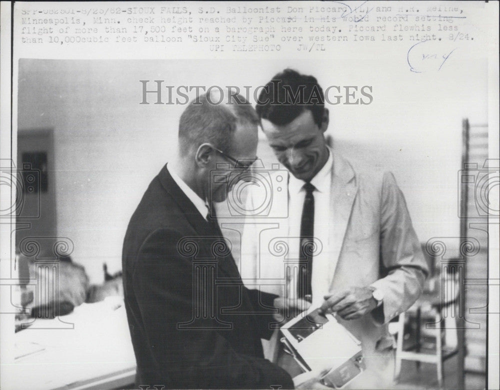 1962 Press Photo Balloonist Don Piccard &amp; HR Meline - Historic Images