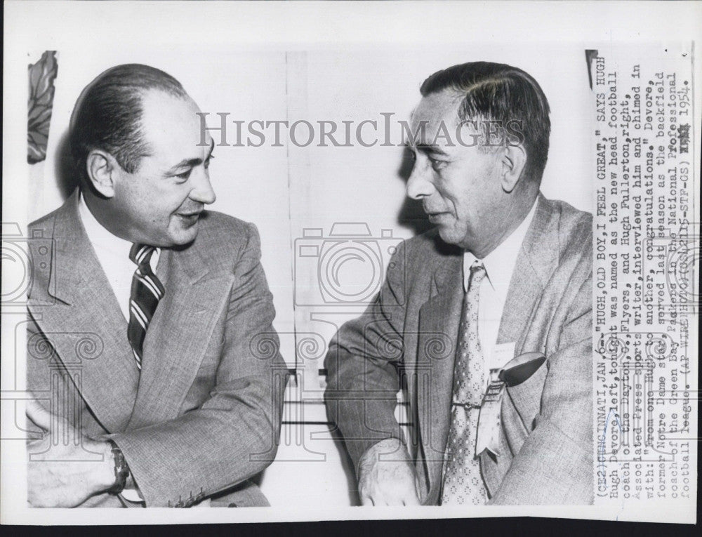 1954 Press Photo Hugh Devore Hugh Fullerton Free Sports Writer Coach Dayton Flye - Historic Images