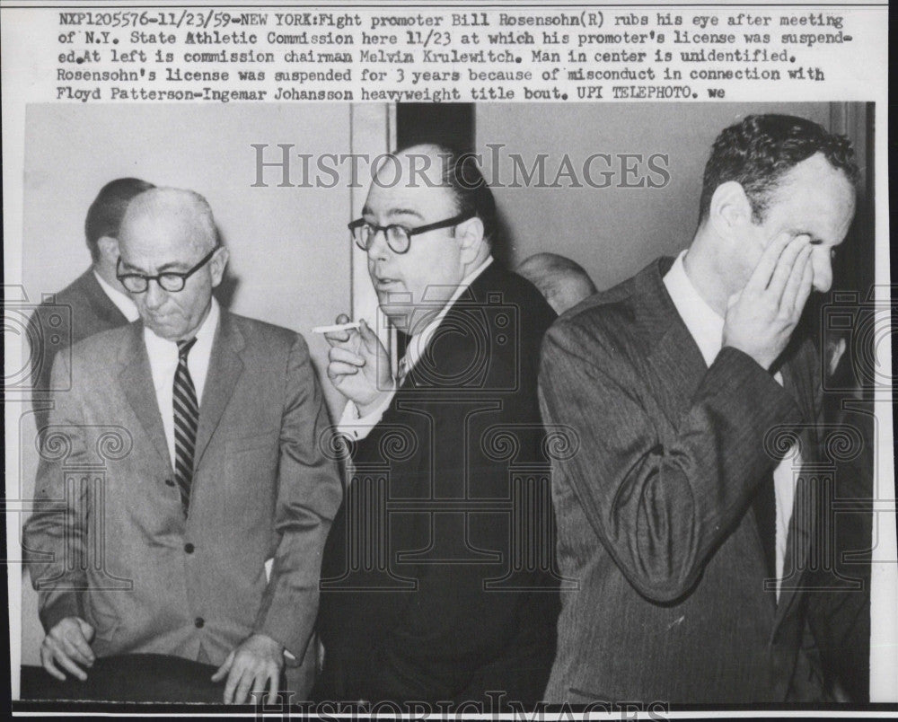 1959 Press Photo Fight Promoter Bill Rodensohn Melvin Krulewitch Boxer Champ - Historic Images