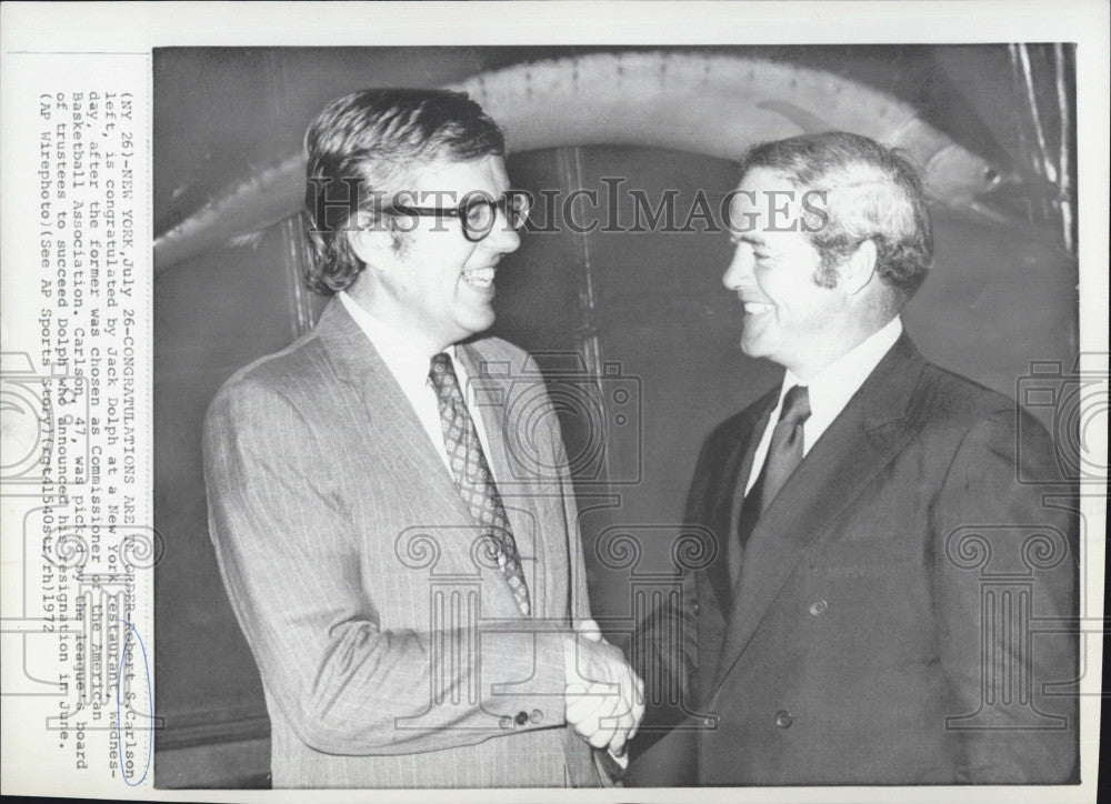 1972 Press Photo Robert S Carlson Jack Dolph American Basketball Association - Historic Images