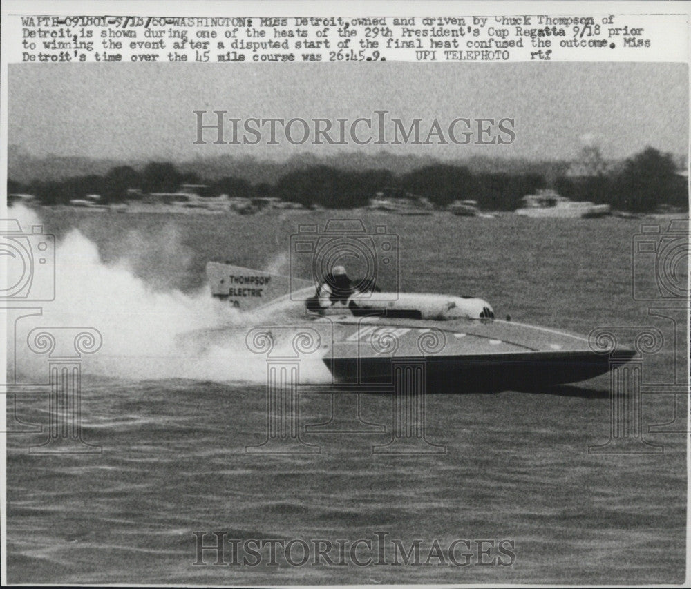 1960 Press Photo Chuck Thompson Boat Racer President Cup Regatta - Historic Images