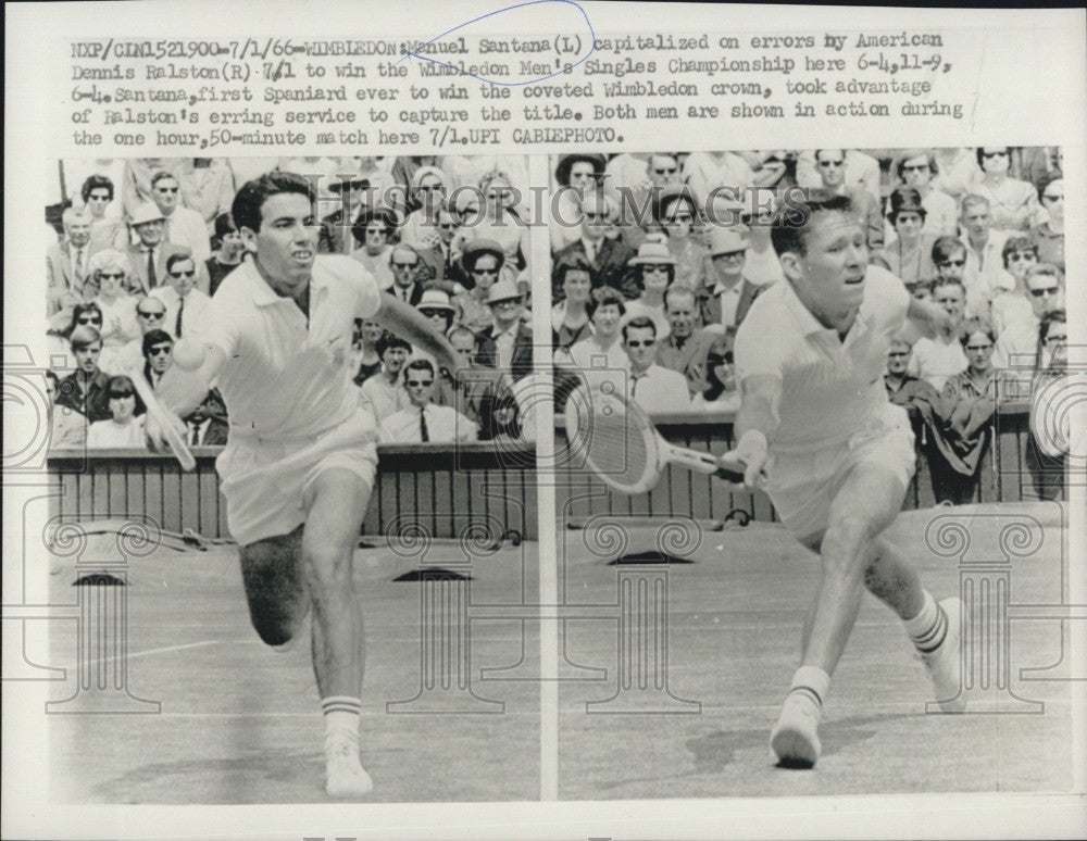 1966 Press Photo Manuel Santana at Wimbeldon singles - Historic Images