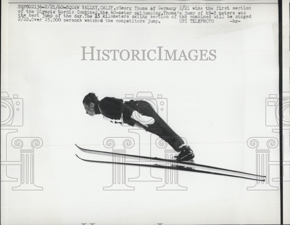 1960 Press Photo Georg Thoma of Germany in Olympic Nordic combined - Historic Images