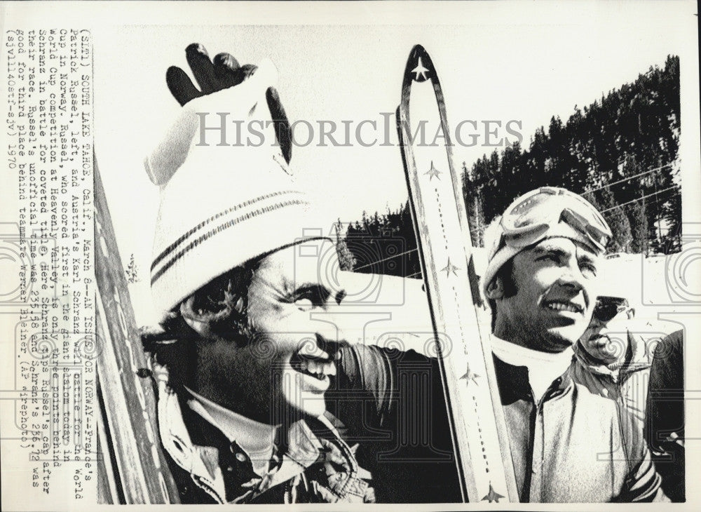 1970 Press Photo France Patrick Russel Karl Schranz World Cup Skiier - Historic Images