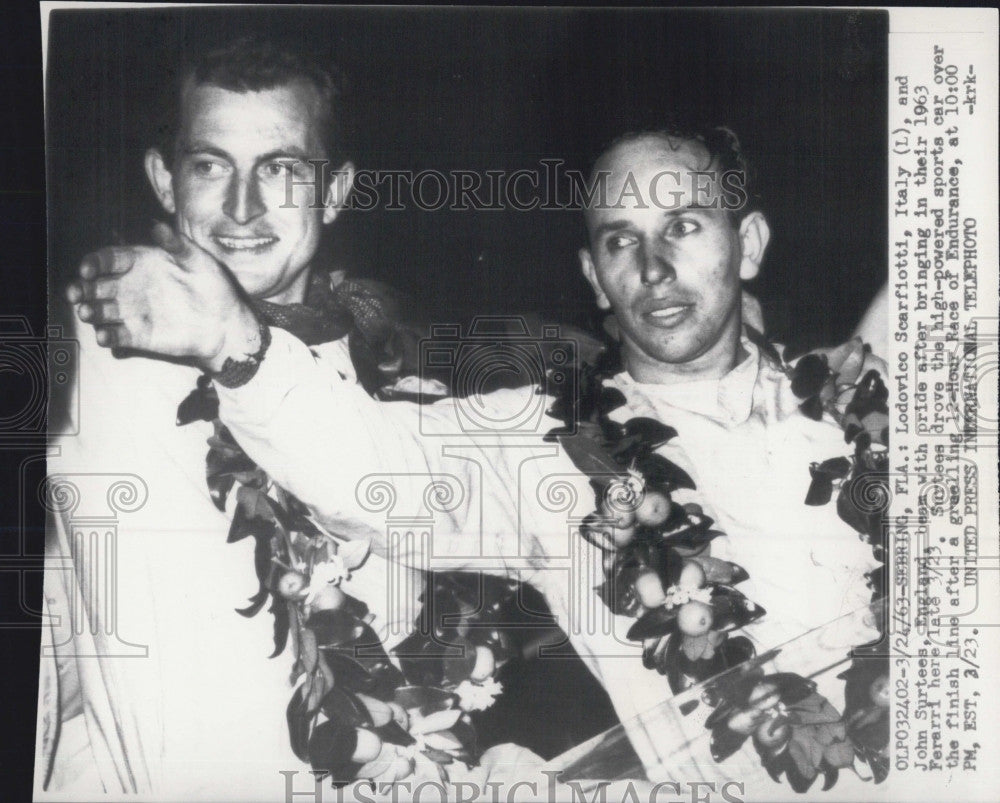 1963 Press Photo John Surtees &amp; Lodovico Scarfiotti,race drivers - Historic Images