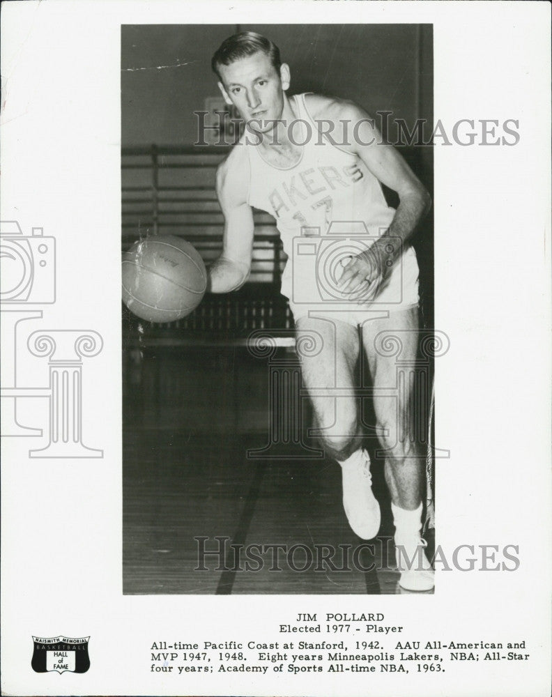 1977 Press Photo Jim Pollard,Elected 1977-Player of the year - Historic Images