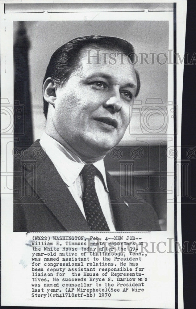 1970 Press Photo William E Timmons Assistant President White House Bryce Harlow - Historic Images