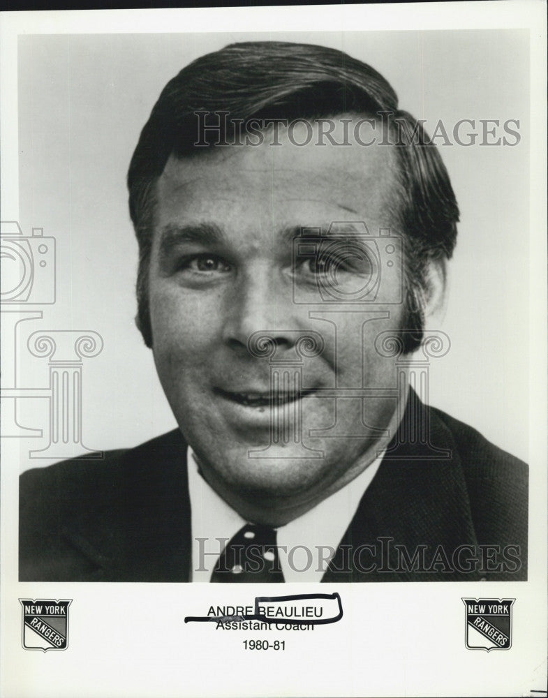 1980 Press Photo Assistant Hockey Coach of The New York Rangers Andre Beaulieu - Historic Images