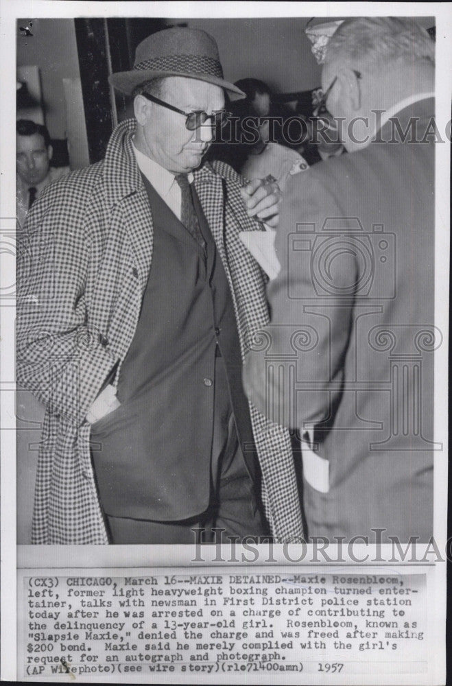 1957 Press Photo Maxie Rosenbloom,ex boxer arrested - Historic Images